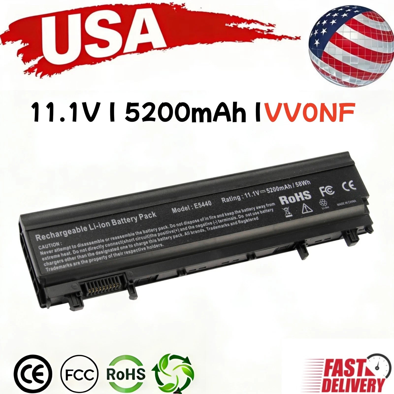 ?LOT VV0NF Battery For Dell Latitude E5440 E5540 Series 7W6K0 F49WX 5200mAh