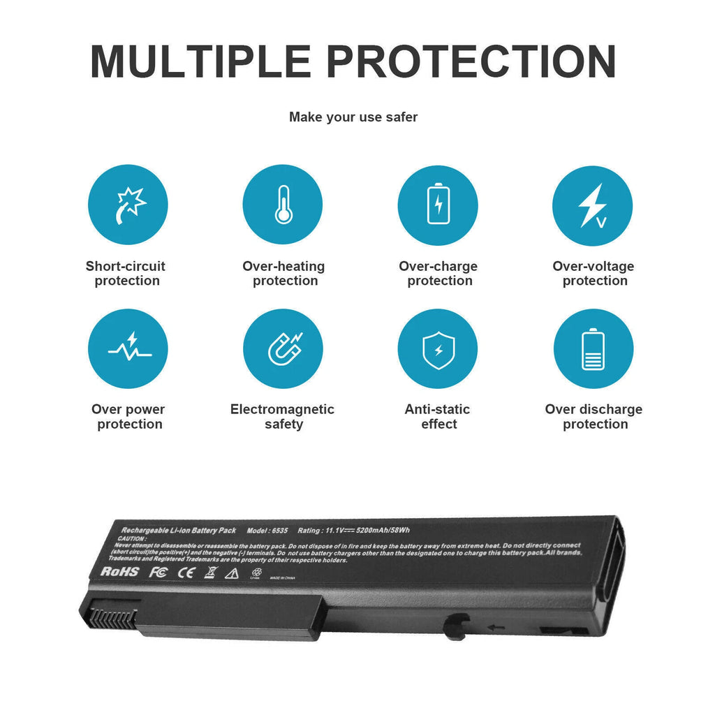 6Cells Battery for HP EliteBook 6930p 8440p 8440w 6730b 6535b 482962-001 5200mAh