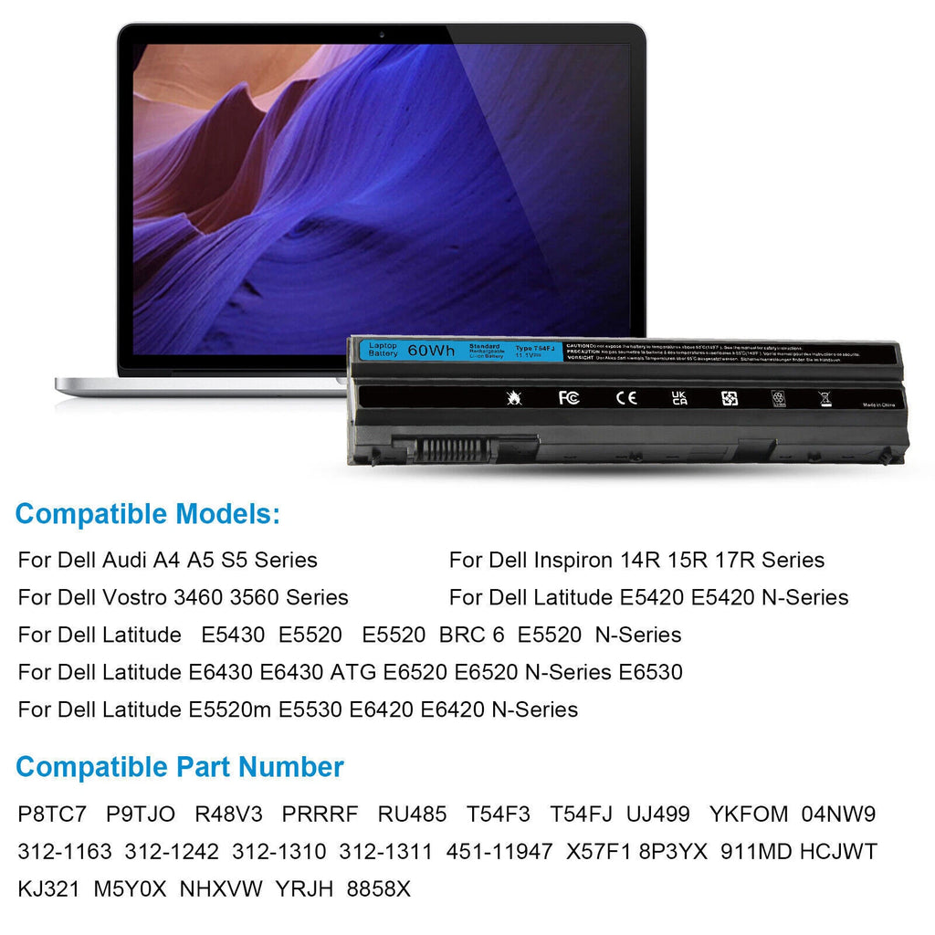E6420 T54FJ Battery for Dell Latitude E5430 E5520 E5530 E6520 E6430 312-1163