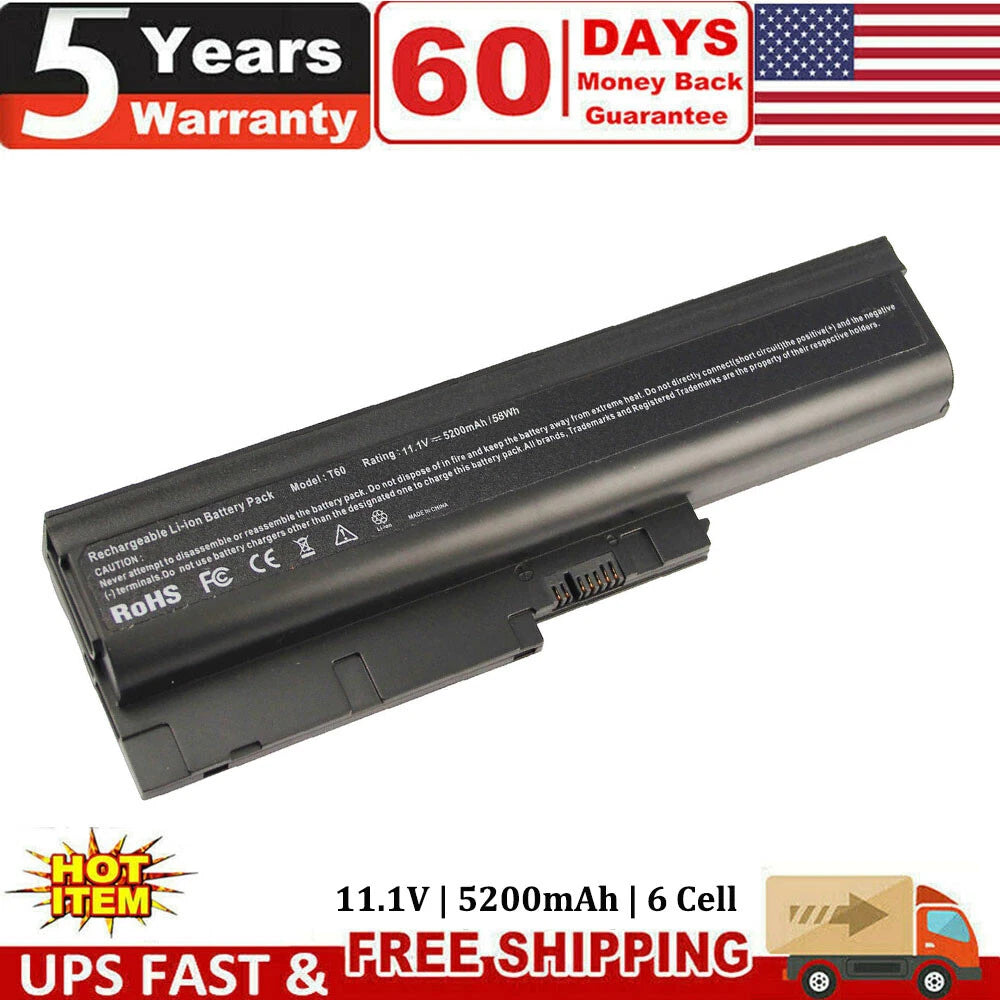?Laptop Battery for IBM Lenovo Thinkpad T60 T61 R60 R61 R500 T500 R61e R61i T60p