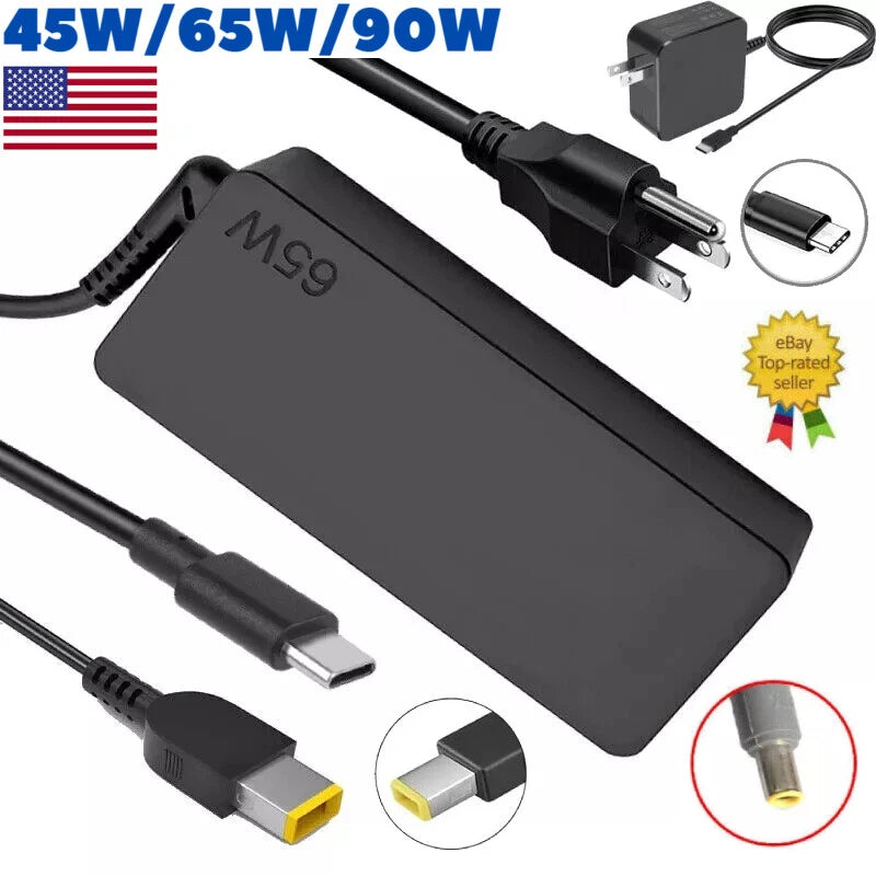 New For Lenovo 45W 65W 90W AC Adapter Charger Power Thinkpad Square Round USB-C