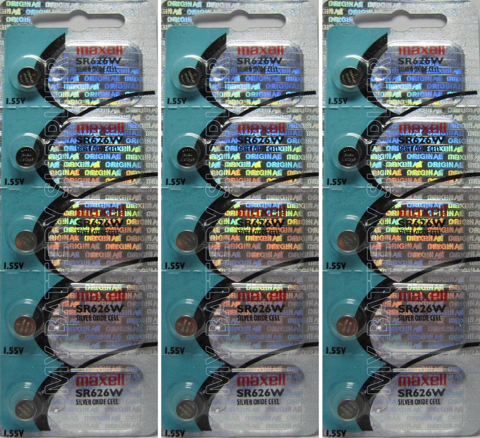 Maxell Silver Oxide 376 SR626W 15 Batteries