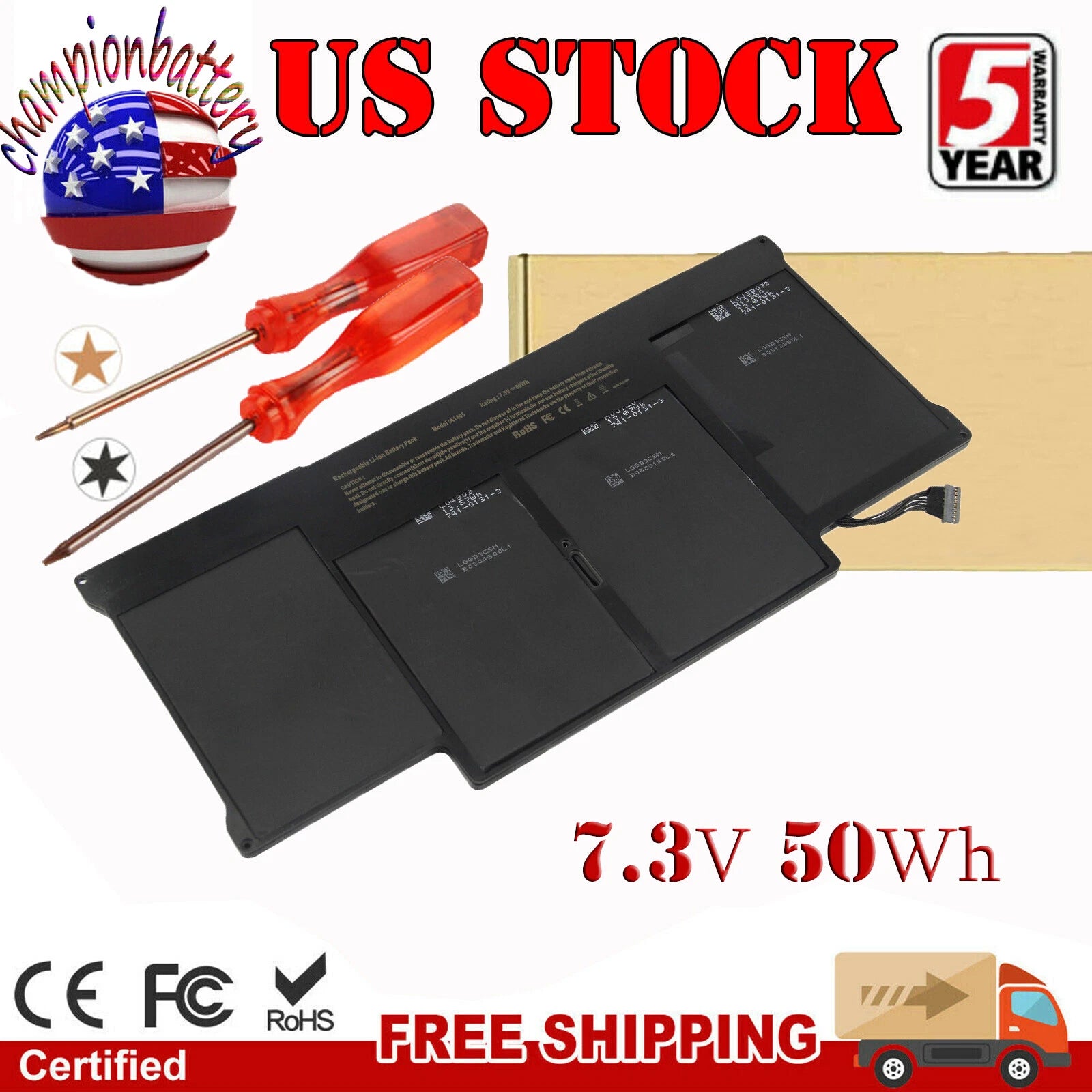 A1466 A1496 A1405 Replacement Battery for MacBook Air 13" 2017 Early 2015 2014
