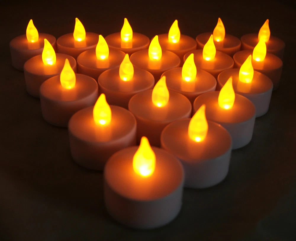 20 pcs AMBER Led Tea Light Flameless Battery Candles Wedding Party Romantic