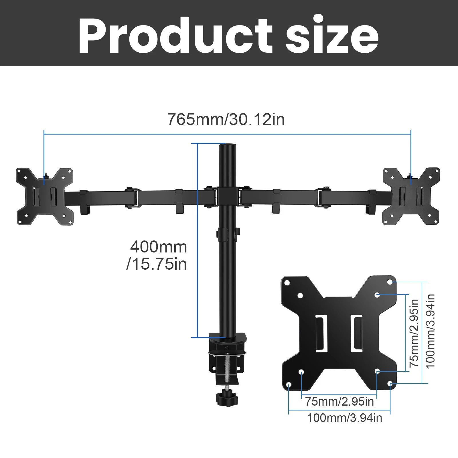 Dual Monitor LED LCD TV Swivel Desk Mount Stand 22 23 24 26 27-32" Monitor Mount