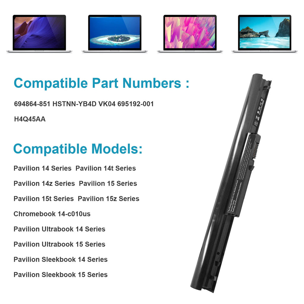 695192-001Battery For HP Pavilion Touchsmart 14-b109wm 15-B14 Sleekbook VK04