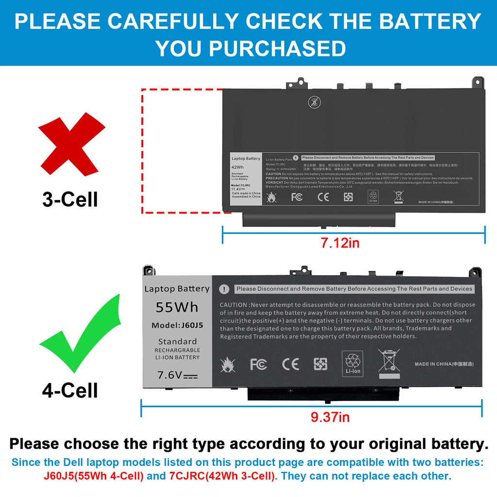E7470 E7270 J60J5 Battery for Dell Latitude E7470 E7270 7470 7270 Laptop