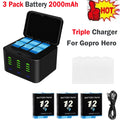 ??3-Pack Hero Battery & Triple Batteries Charger For GoPro Hero 12/11/10/9 Black