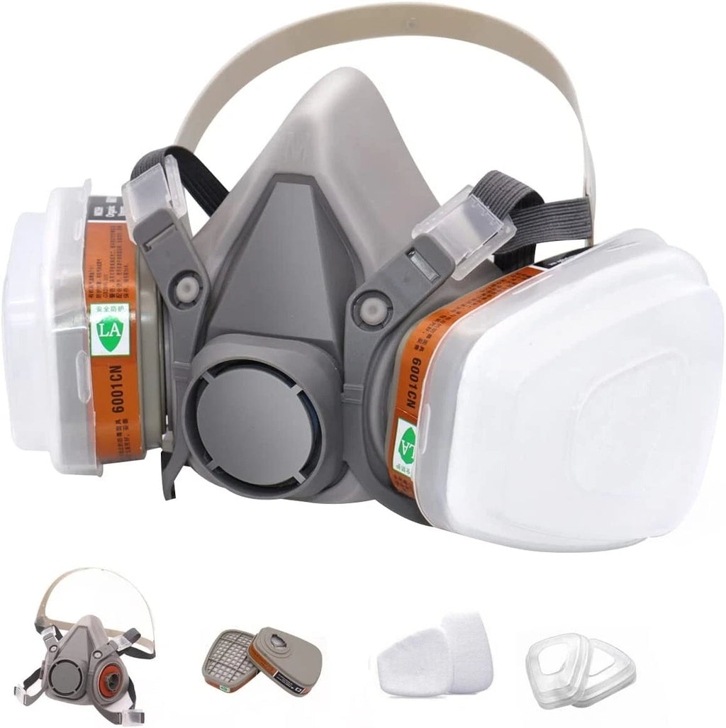 7 in 1 Half Face Gas Mask Facepiece For Spraying Painting 6200 Respirator Safety