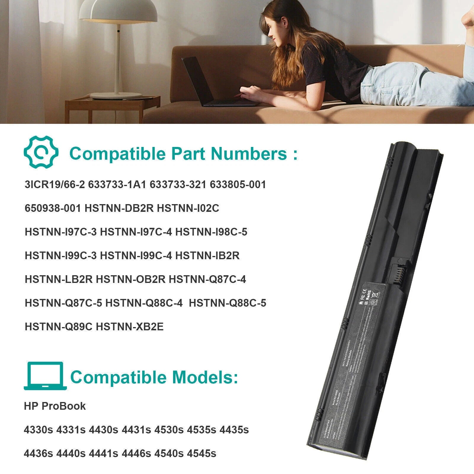 PR06 633805-001 Battery for HP ProBook 4540S 4530S 4440S 4430S 4540 4540S 6460B