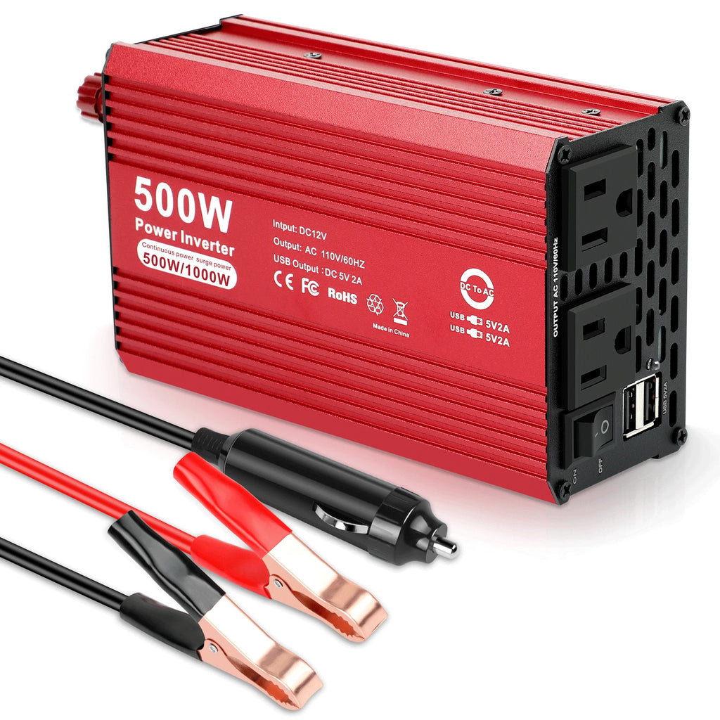 500W 1000W Power Inverter DC 12V to AC 110V 120V Adapter Converter Car Plug 2USB