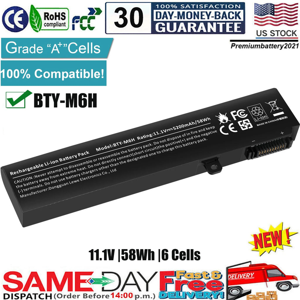 ?BTY-M6H Battery For MSI GE62 GE72 GP62 PE60 PE70 GE62VR GP72 GL72 2QC 2QD 2QE