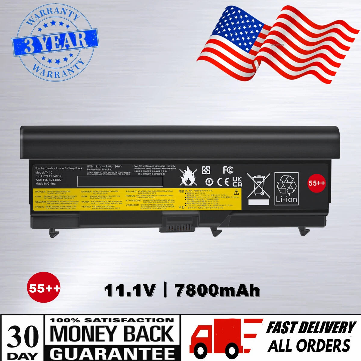 9cell Battery for Lenovo ThinkPad T410 T420 T510 T520 SL410/510 E420 E425 E520 C
