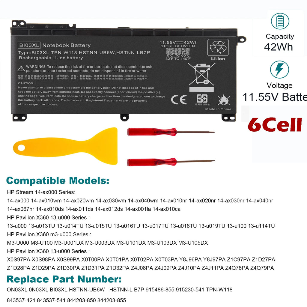 BI03XL Battery for HP Pavilion X360 M3-U001DX M3-U103DX 13-U100TU 843537-541