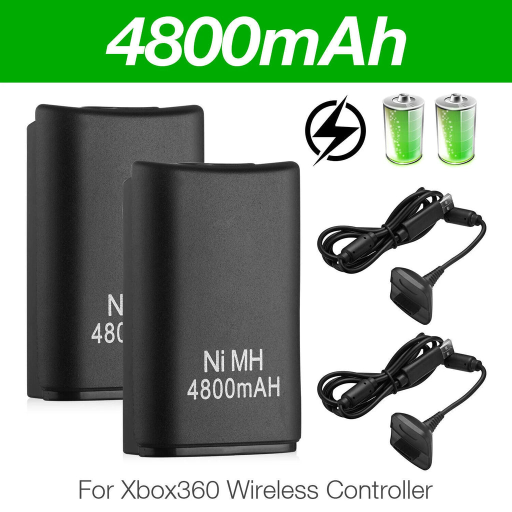 2X Battery Pack Set For XBOX 360 Wireless Controller Ni-mh Battery 4800mAh