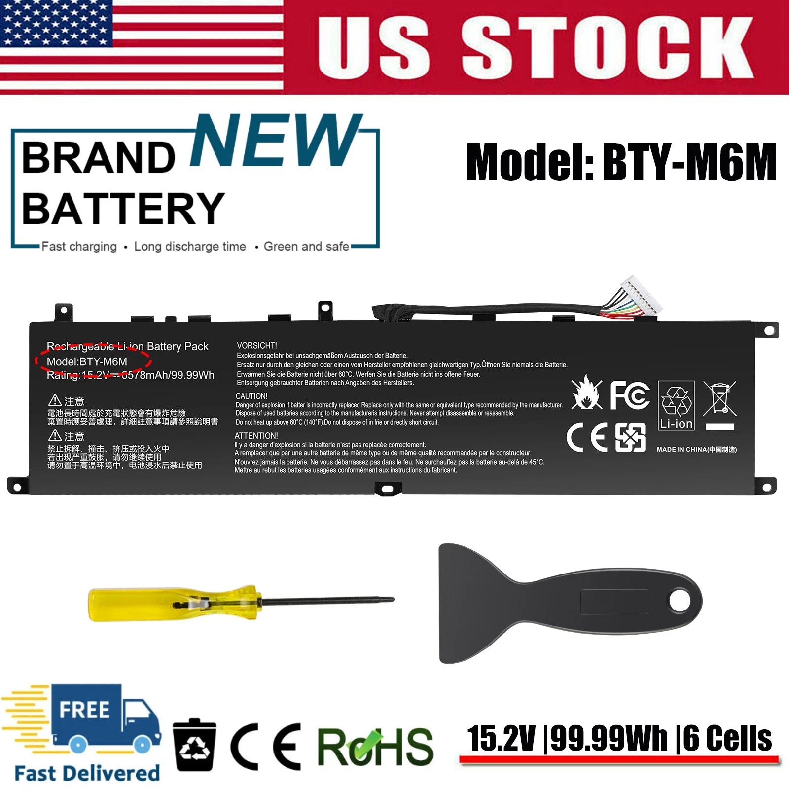 ?For MSI BTY-M6M Battery For G266 GE66 GE76 Raider 10SFS 10UH-226TR 11UH Series