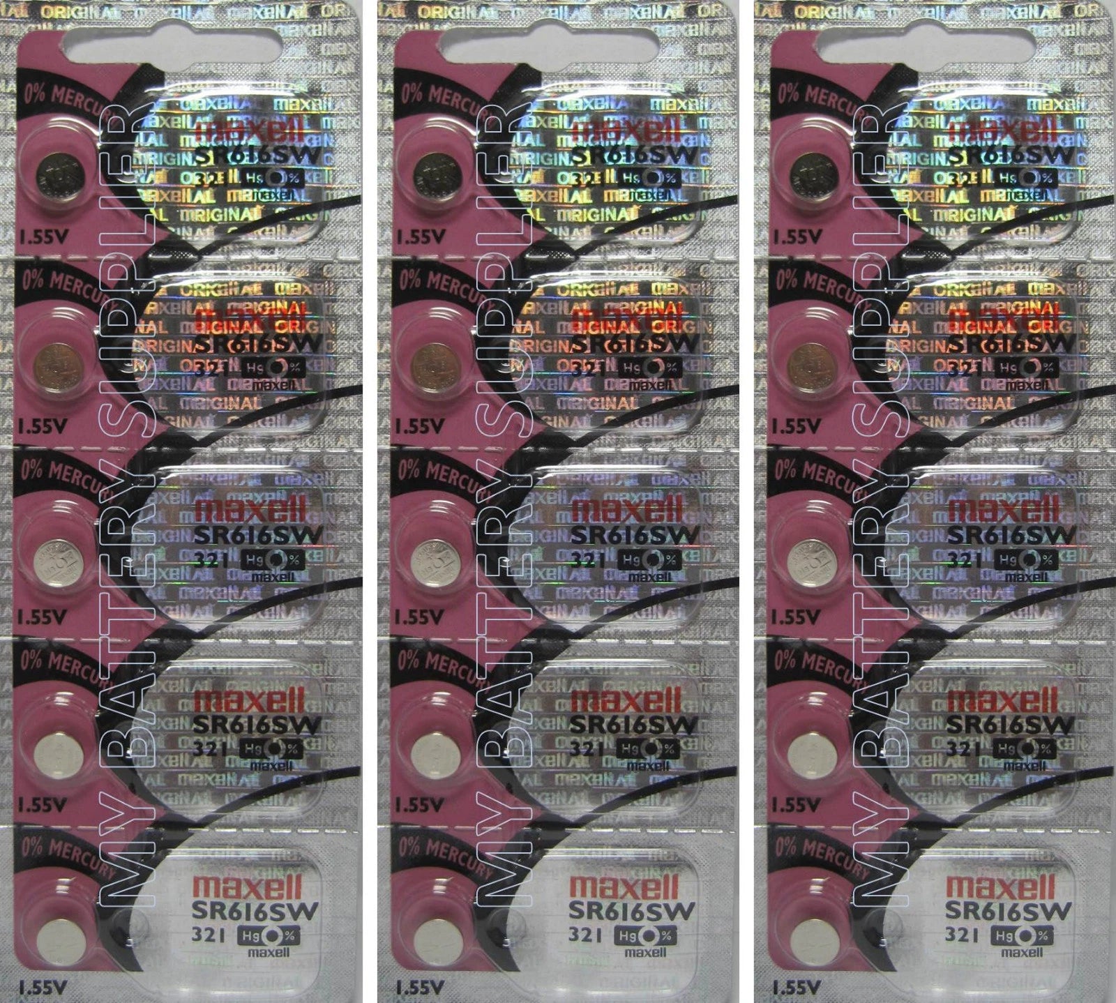 15 Maxell SR616SW Coin Cell Silver Oxide Batteries