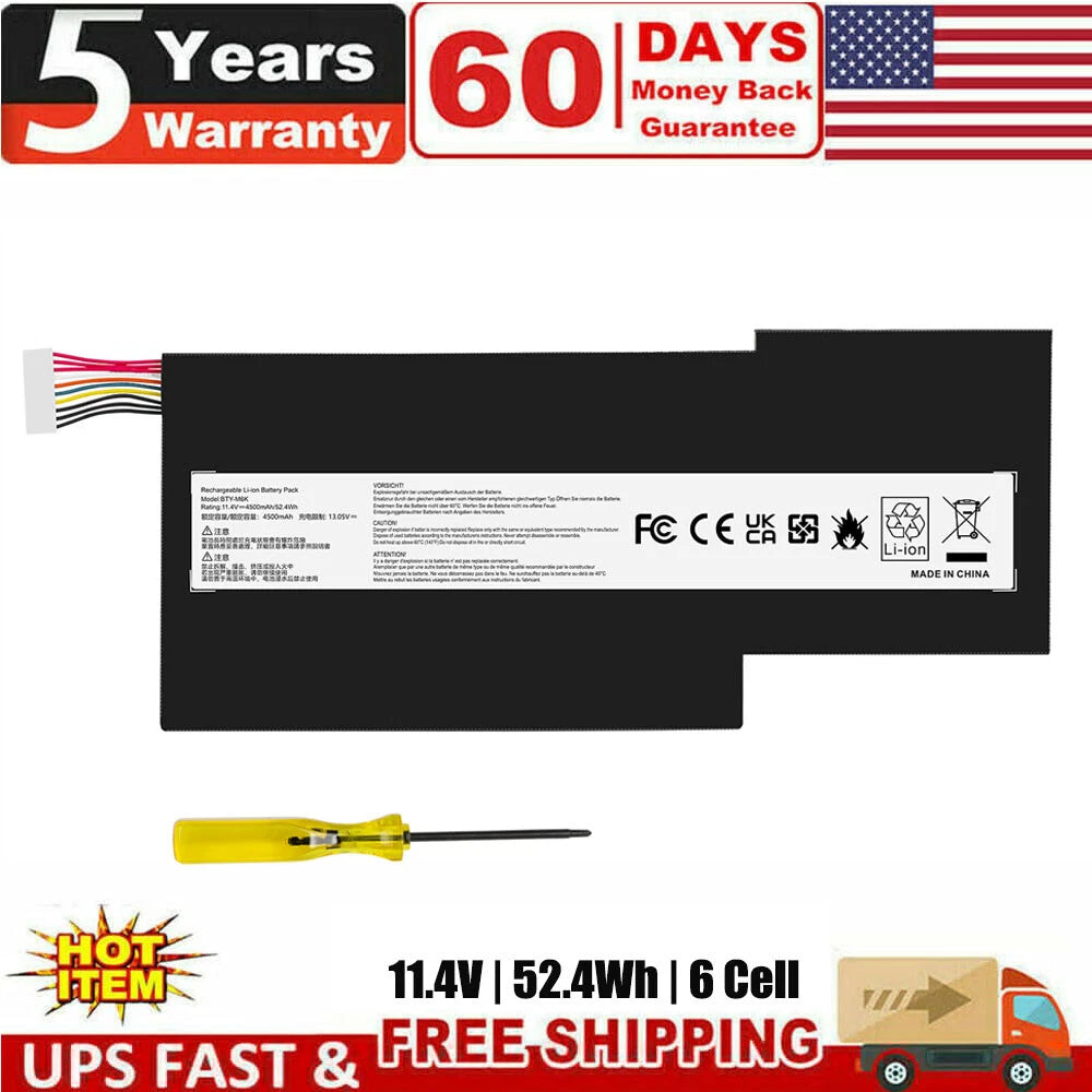 BTY-M6K Battery For MSI GF65 Thin 9SD 9SE 9SEX 9SEXR 10SDR 10SE GS73VR 7RG