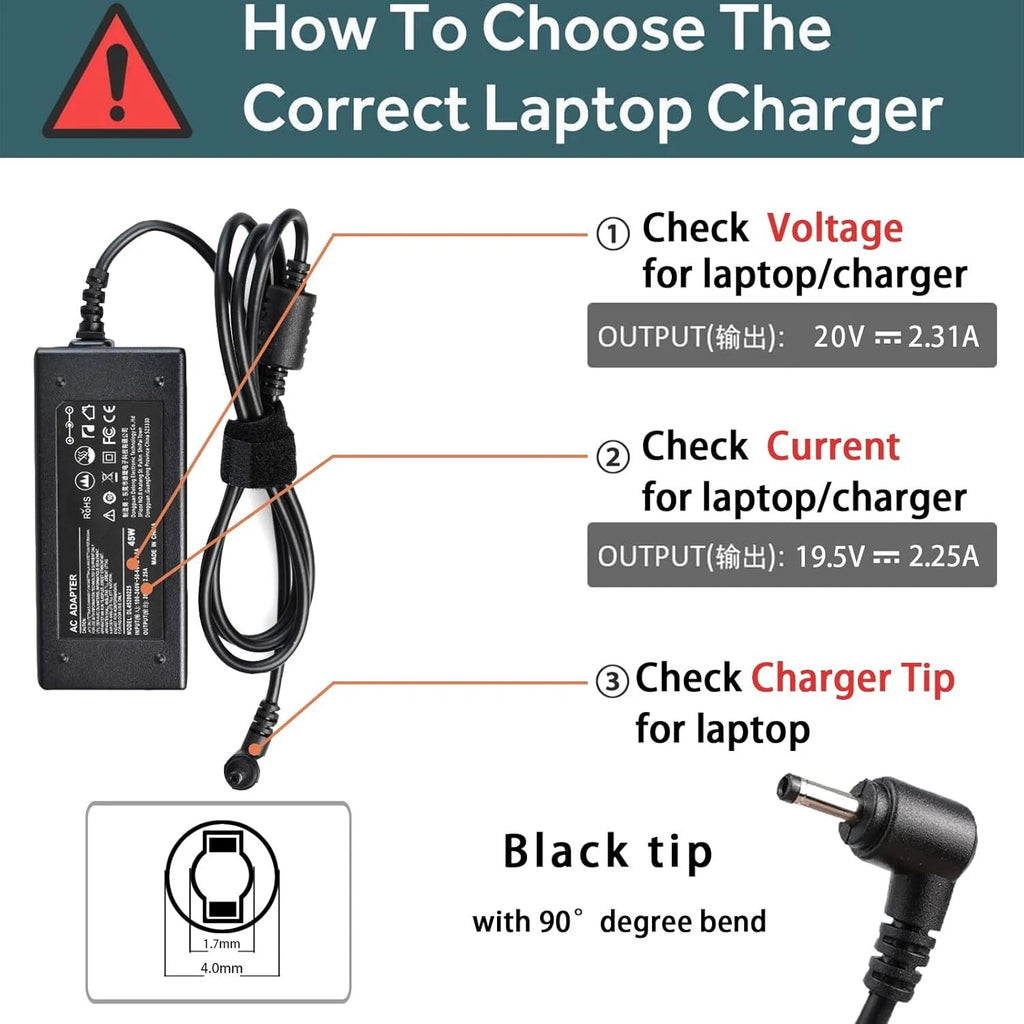 For Lenovo Chromebook N22 N23 N42 AC Power Adapter Charger 20V 45W ADLX45NCC3A