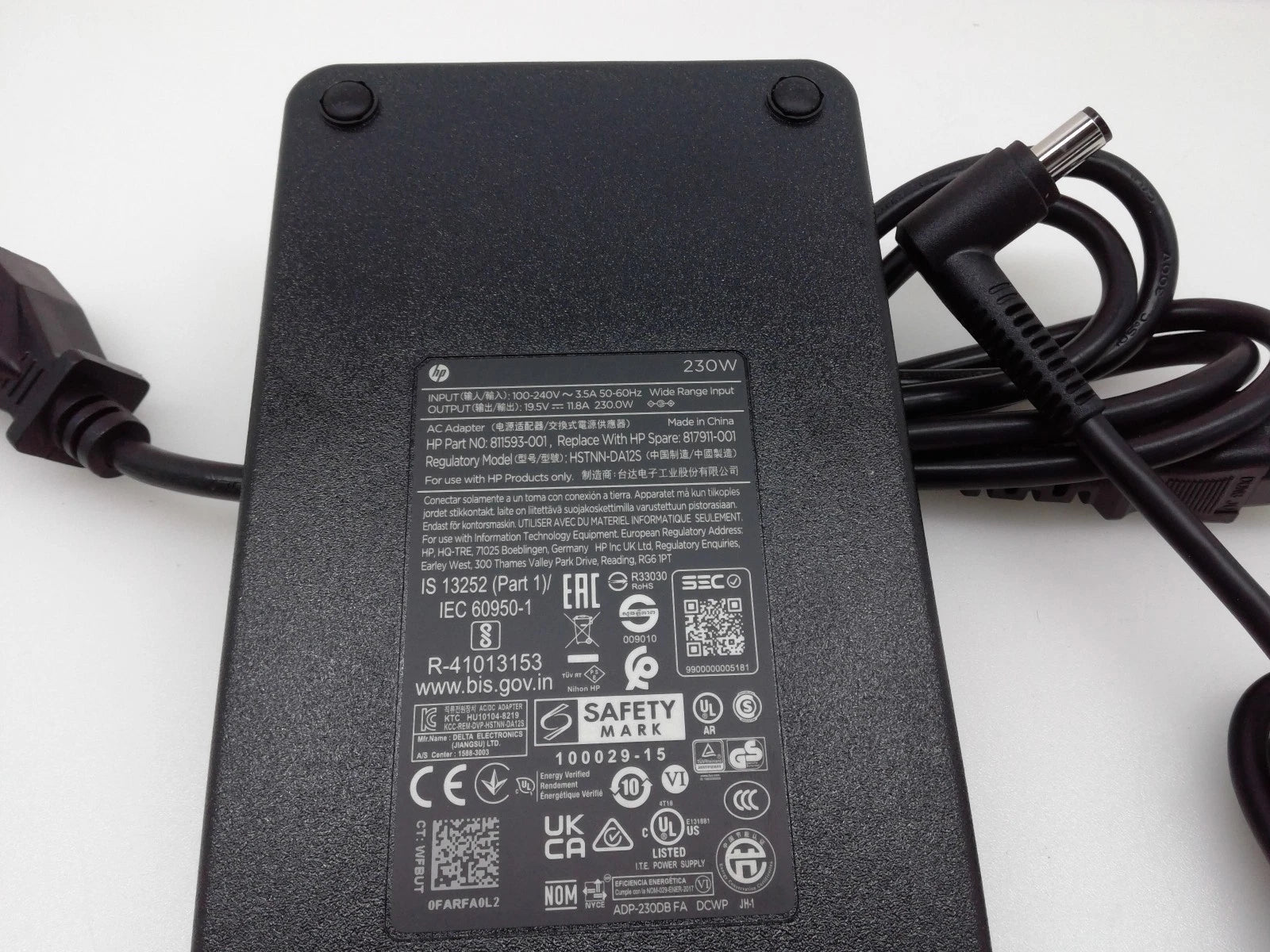 New Genuine HP 230W 19.5V 11.8A HSTNN-DA25 AC Adapter W/ Cord 7.5 X 5.0mm Slim