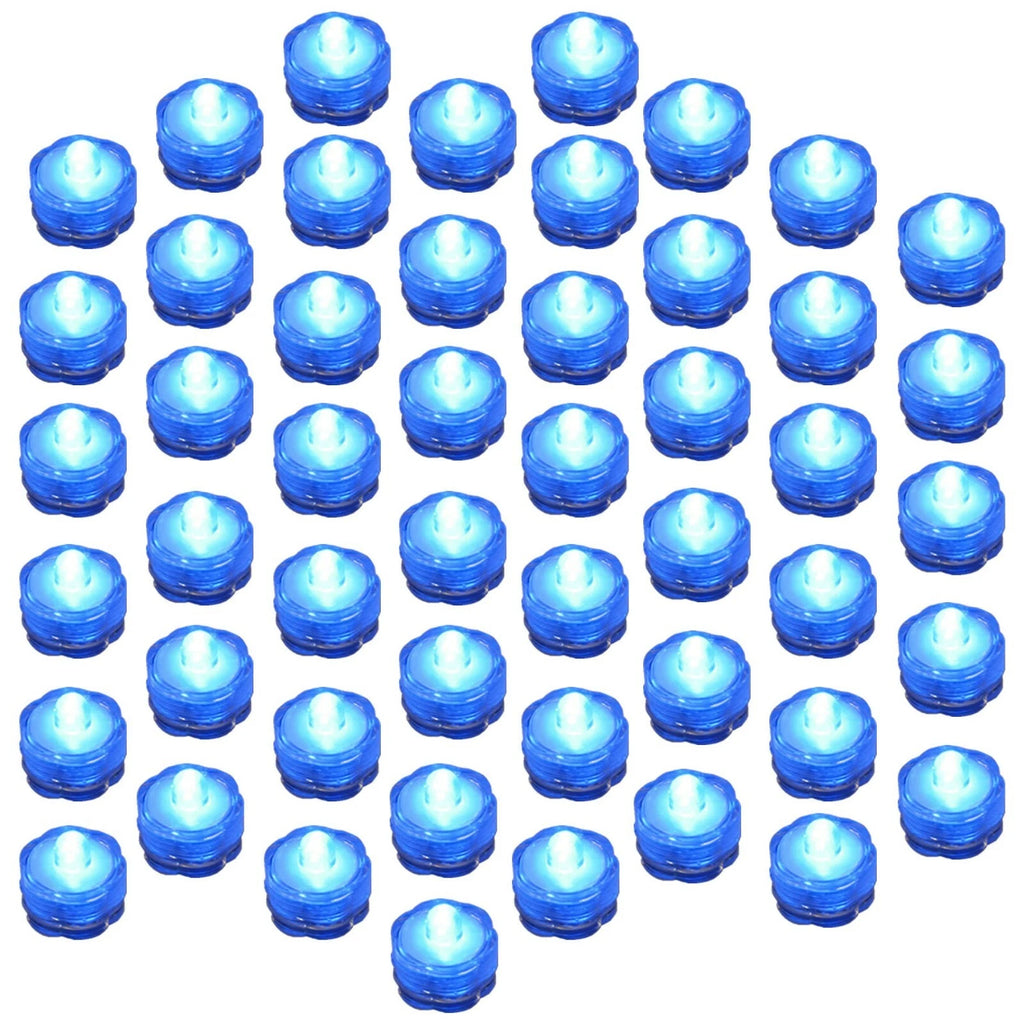 50 Pack Blue Submersible Waterproof Underwater Battery LED Tea Light Wedding