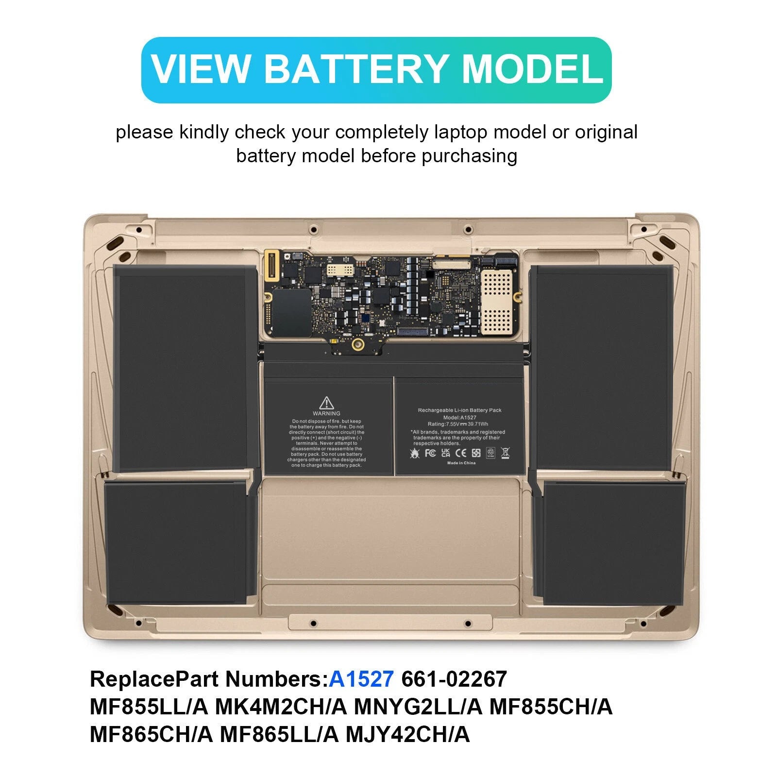 Battery A1705 for Apple MacBook Retina 12 inch early 2015 A1534 A1527