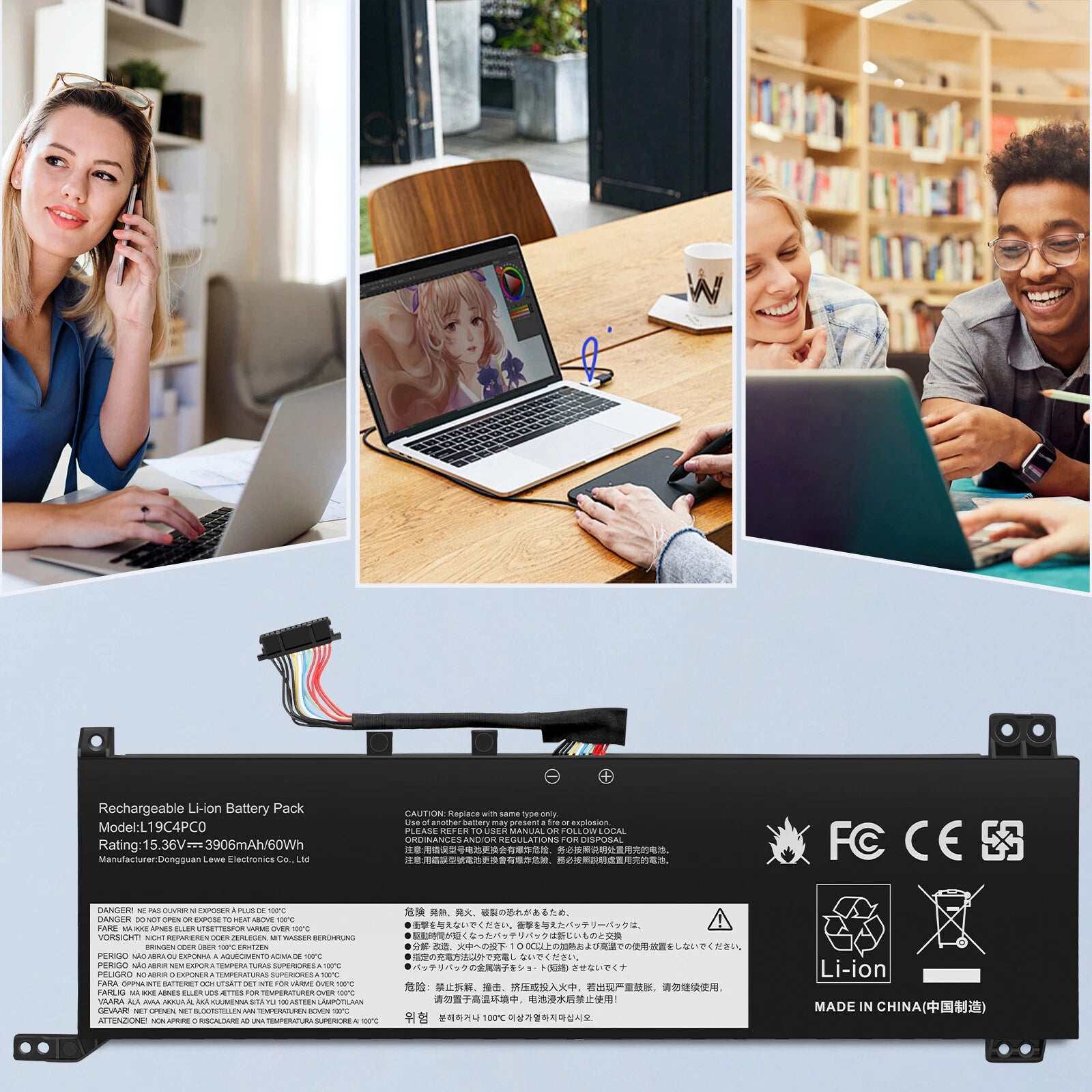 L19C4PC0 5B10W86196 60Wh Battery For Lenovo Legion 5P-15IMH05 5-15ARH05 L19C4PC1