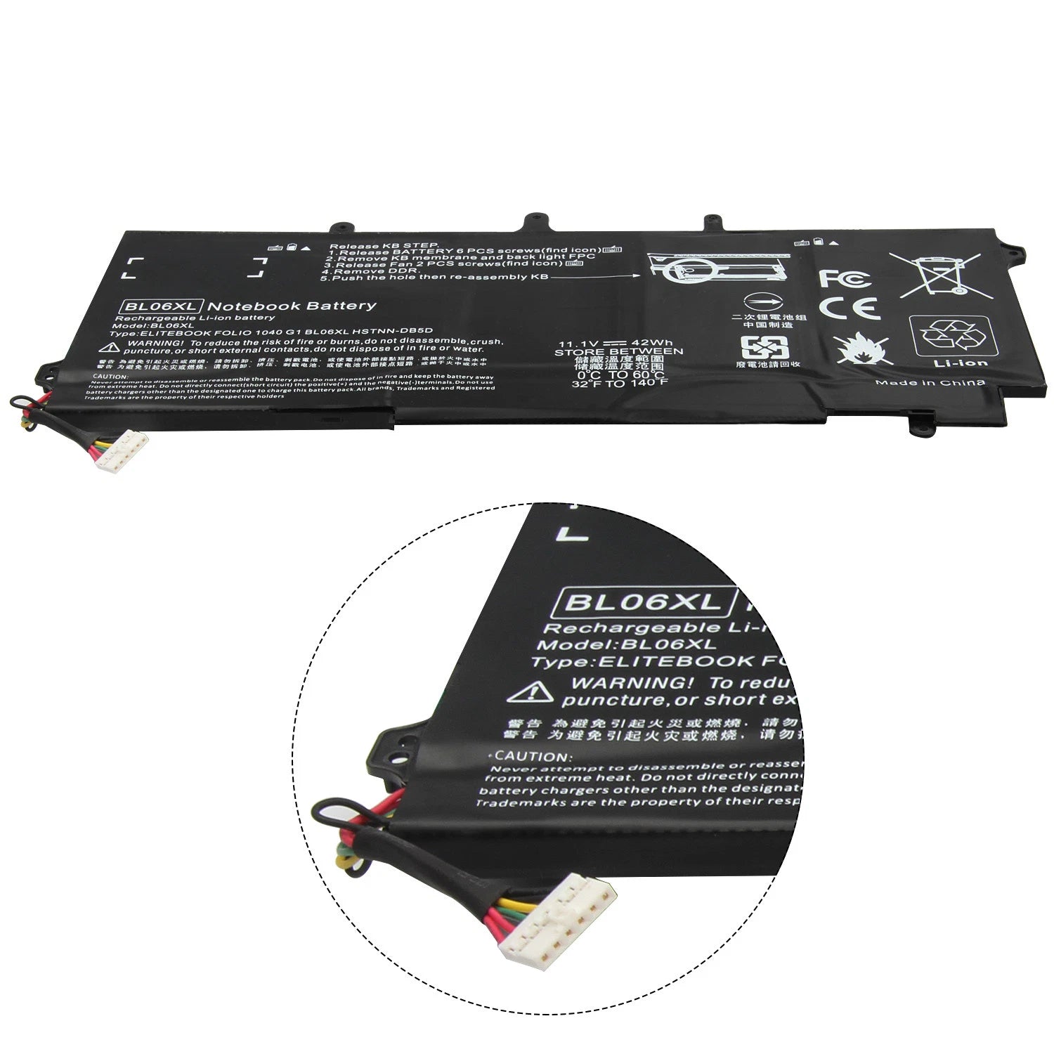 New Battery for HP EliteBook Folio 1040 G0 G1 G2 BL06XL 722236-171 HSTNN-DB5D CG
