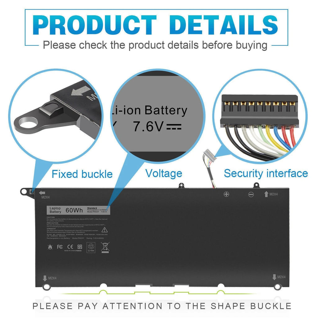 ?PW23Y /JD25G Battery For Dell XPS 13 9343 9350 9360 9360-D1605G P54G 2-Types US