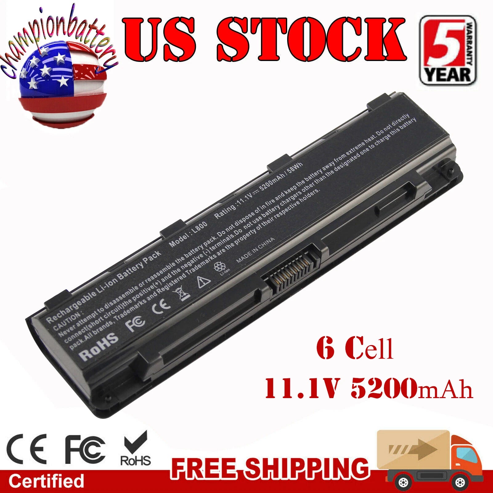 For Toshiba Satellite C850 Replace Laptop Battery PA5024U-1BRS PABAS260