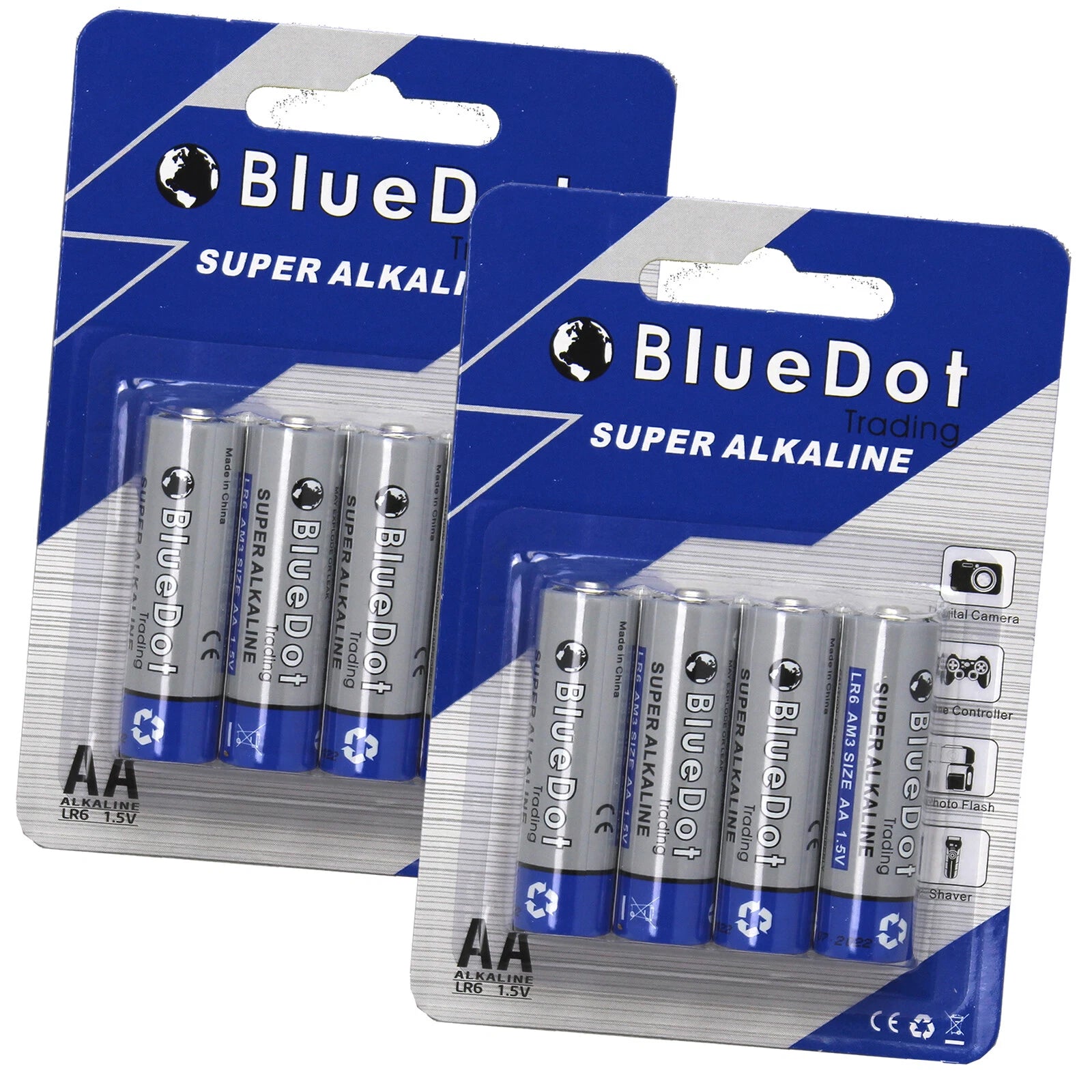 (8) QTY AA Batteries Alkaline 1.5V- Fresh NEW in Blister Pack!