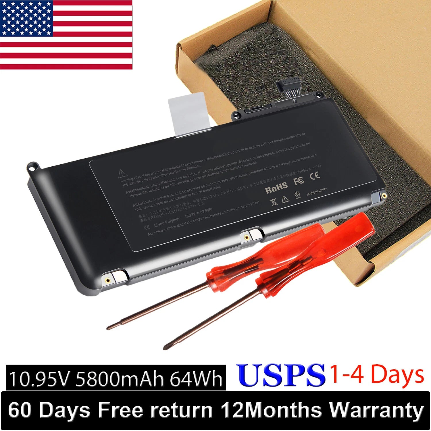 Battery for Apple MacBook 13" Laptop Models: A1342 (Late 2009 and Mid 2010)