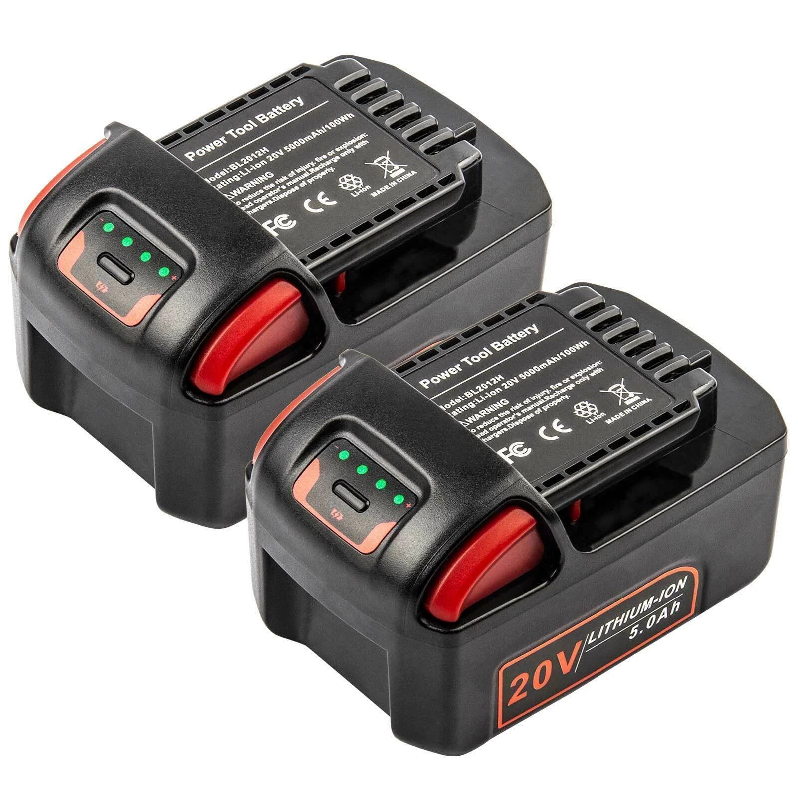 2X 20V 5.0Ah Lithium-ion Battery For Ingersoll-Rand BL2022 BL2010 IQV20 Series