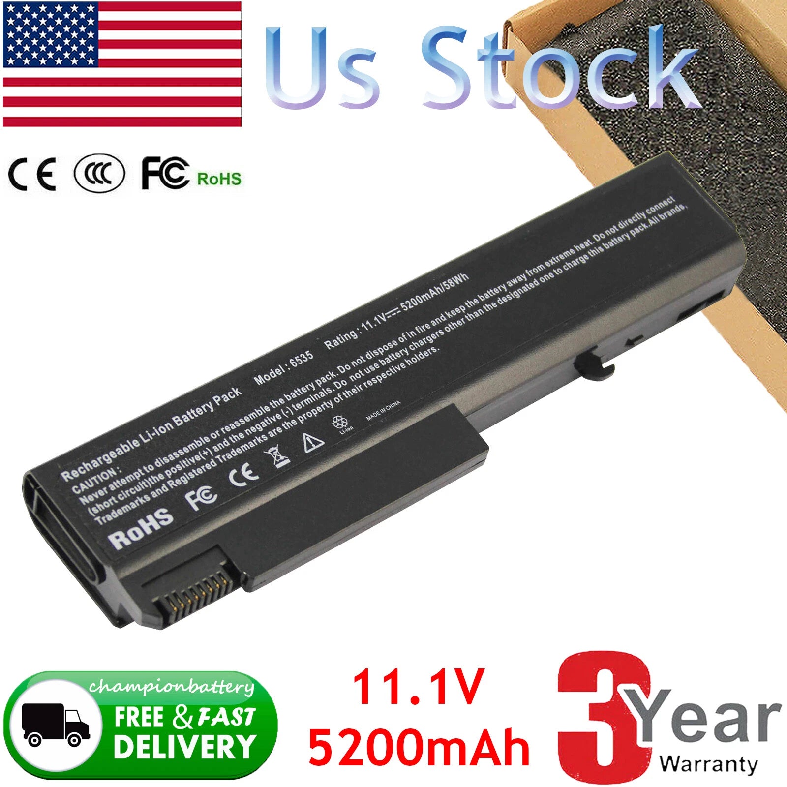 Battery For HP ProBook 6440b 6450b 6540b 6550b 482962-001 HSTNN-UB69 KU531AA
