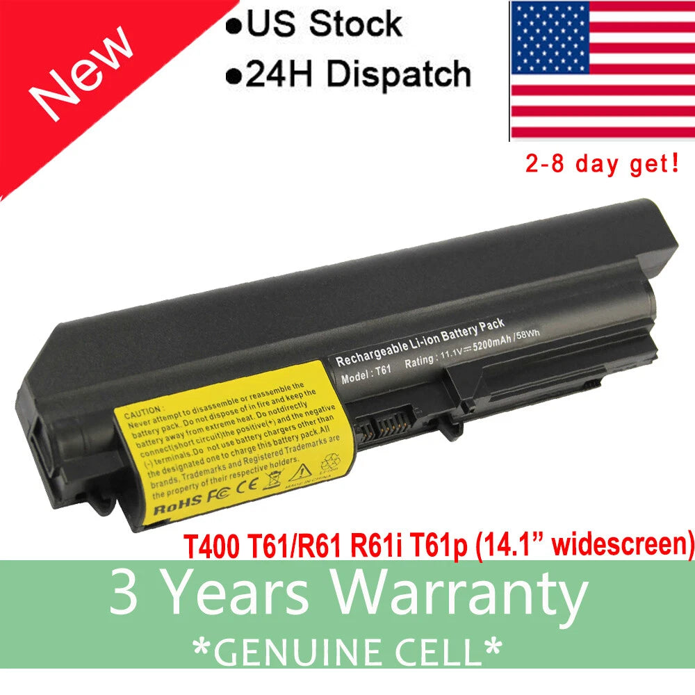 6 Cell Battery For Lenovo Thinkpad R400 T400 42T5225 43R2499 42T4530 42T5262 US
