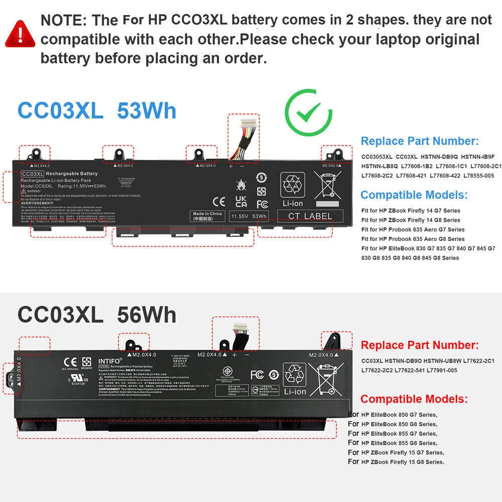 CC03XL Battery For HP EliteBook 830 835 840 845 G7 G8 HSTNN-IB9F L77608-1C1/-2C1