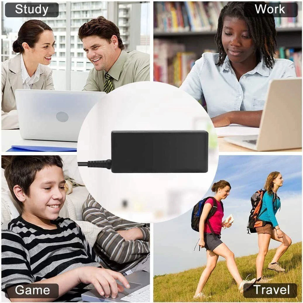 For HP Charger 65W Blue Tip Chrome book Power Adapter 4.5/3.0mm 3 Prong Cord