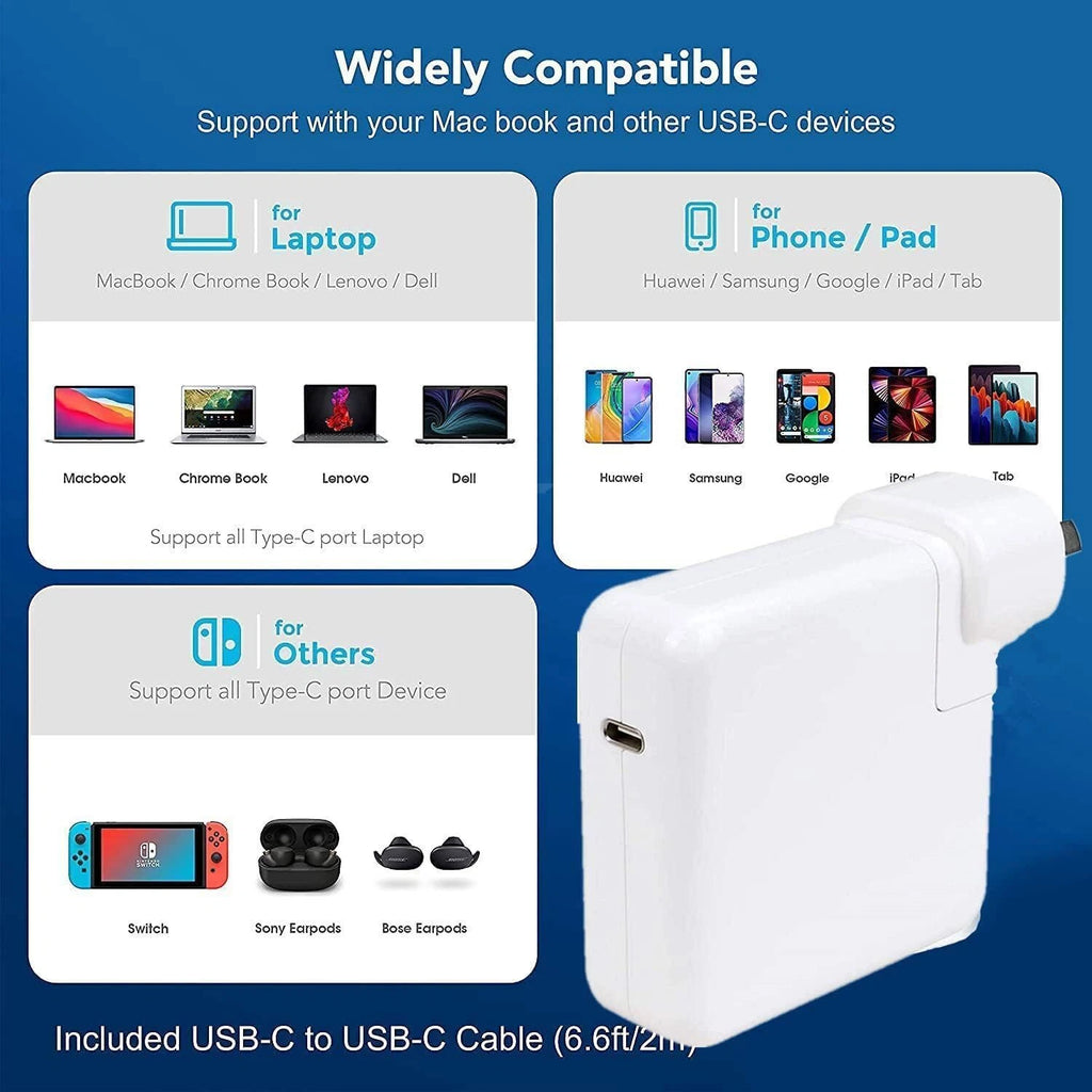 MACBOOK AIR 13 M1 2020 2019 Compatible CHARGER 61W US CABLE WALL POWER ADAPTER