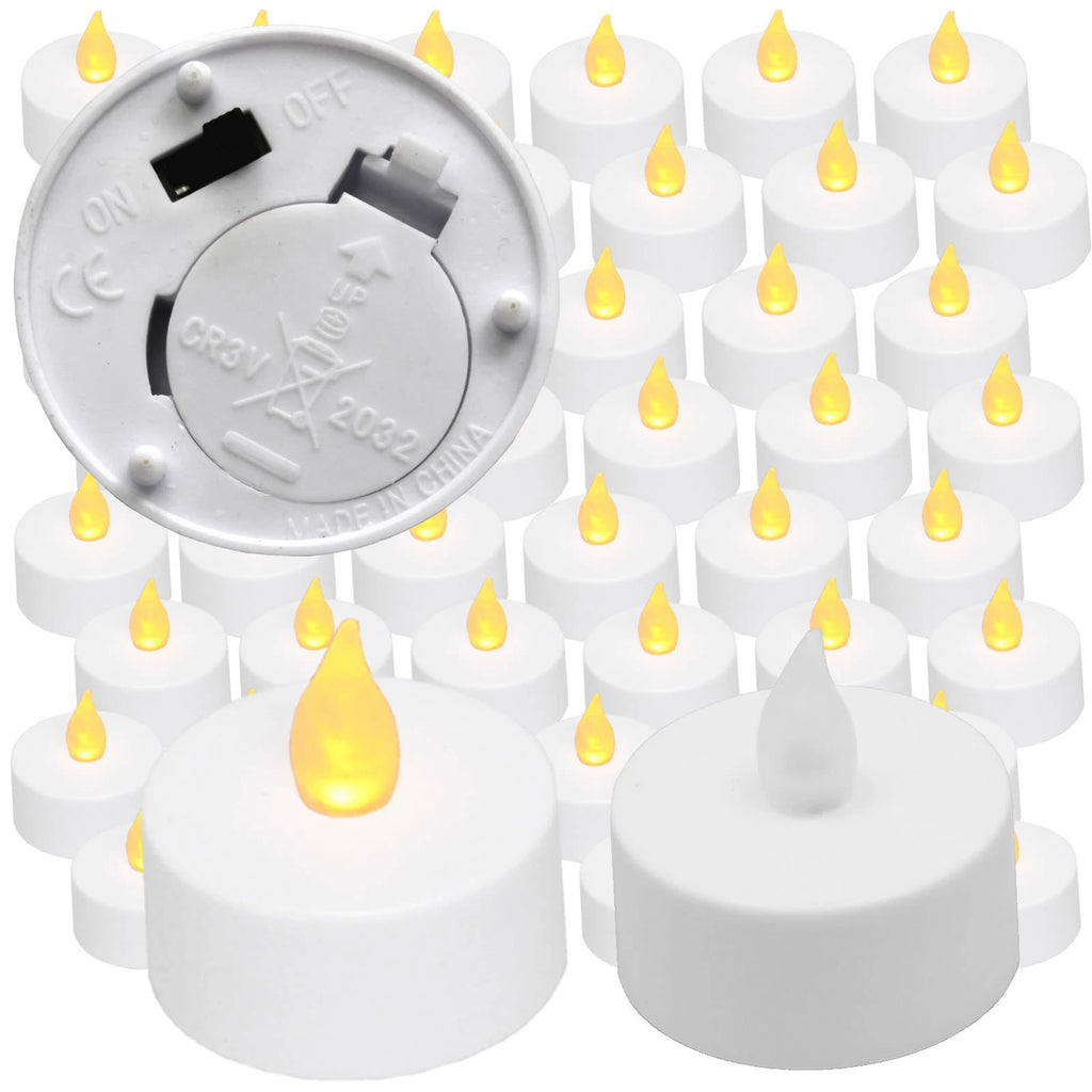 Qty 60 Battery Operated, Flickering AMBER LED Tealights Tea Lights Flameless