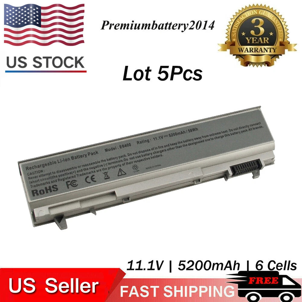 LOT 5 Battery For Dell Latitude E6400 E6410 E6500 E6510 Precision M2400 M4400