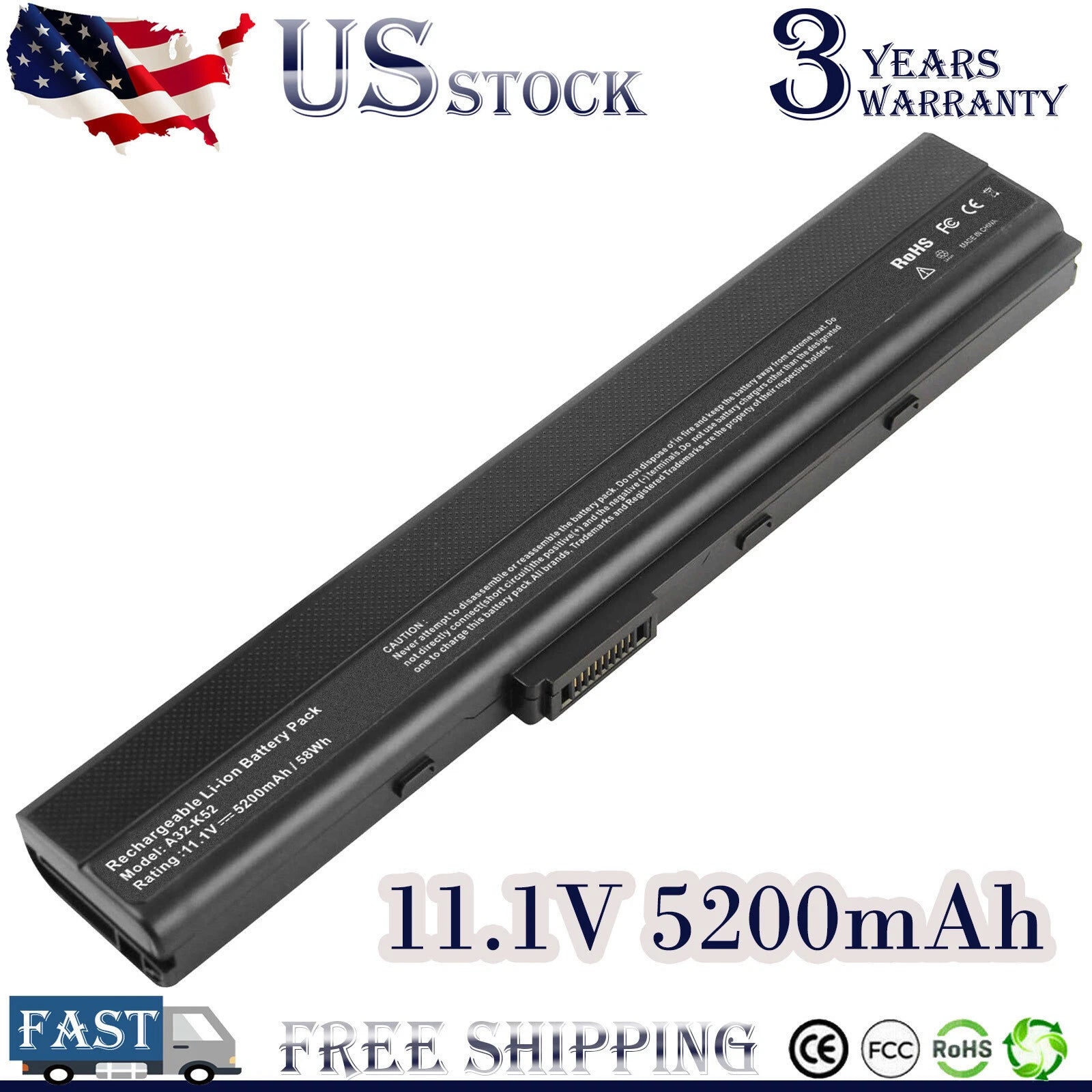 A42-K52 Laptop Battery For Asus A42J K52 K52F K52J K52JB K52JC K52JE K52JK K52JR