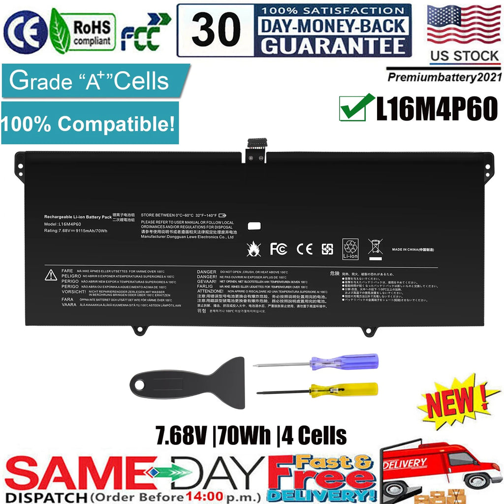 L16M4P60 Battery for Lenovo Yoga 920-13IKB 920-131KB 920-13IKB-80Y7 80Y8 70Wh US