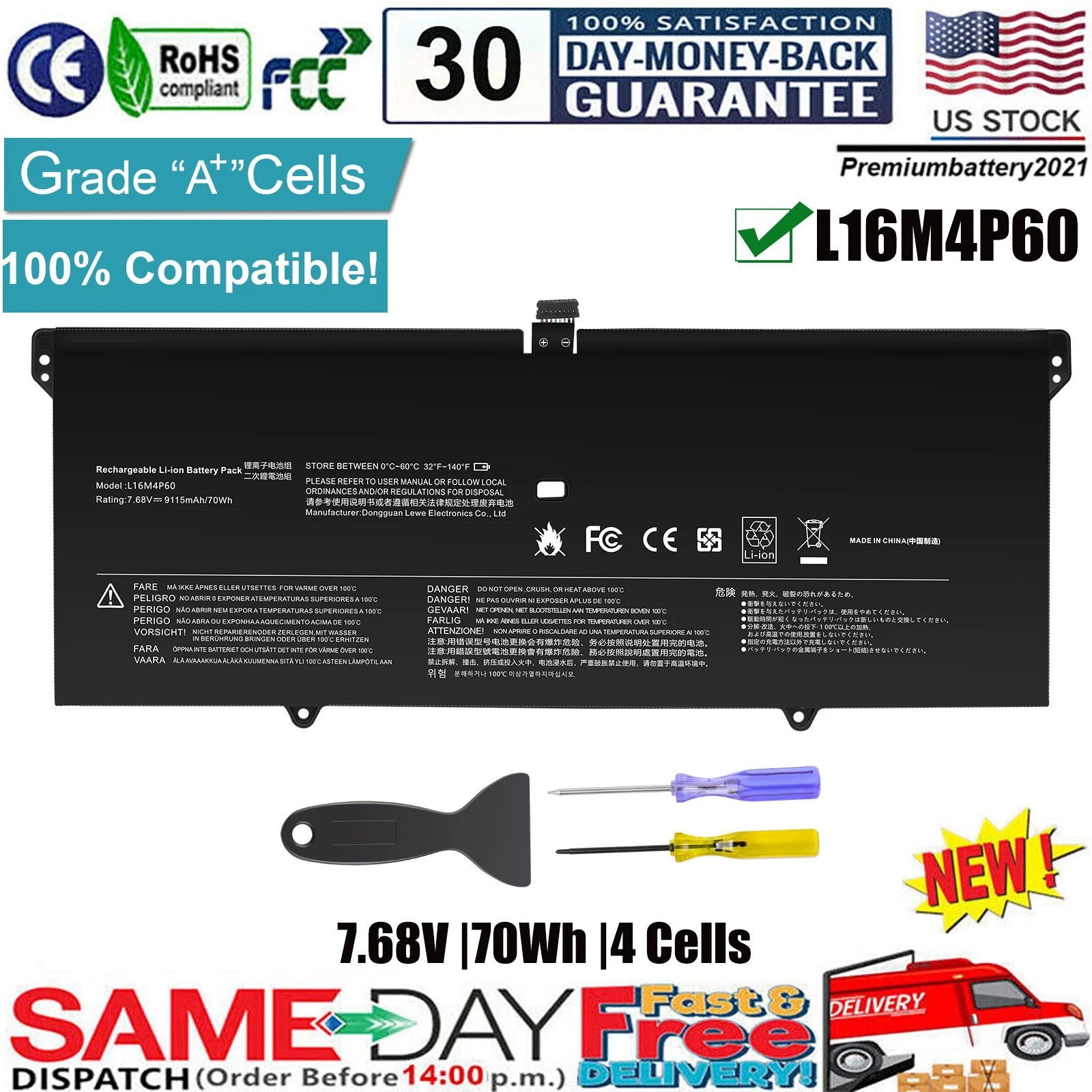 L16M4P60 Battery for Lenovo Yoga 920-13IKB 920-131KB 920-13IKB-80Y7 80Y8 70Wh US