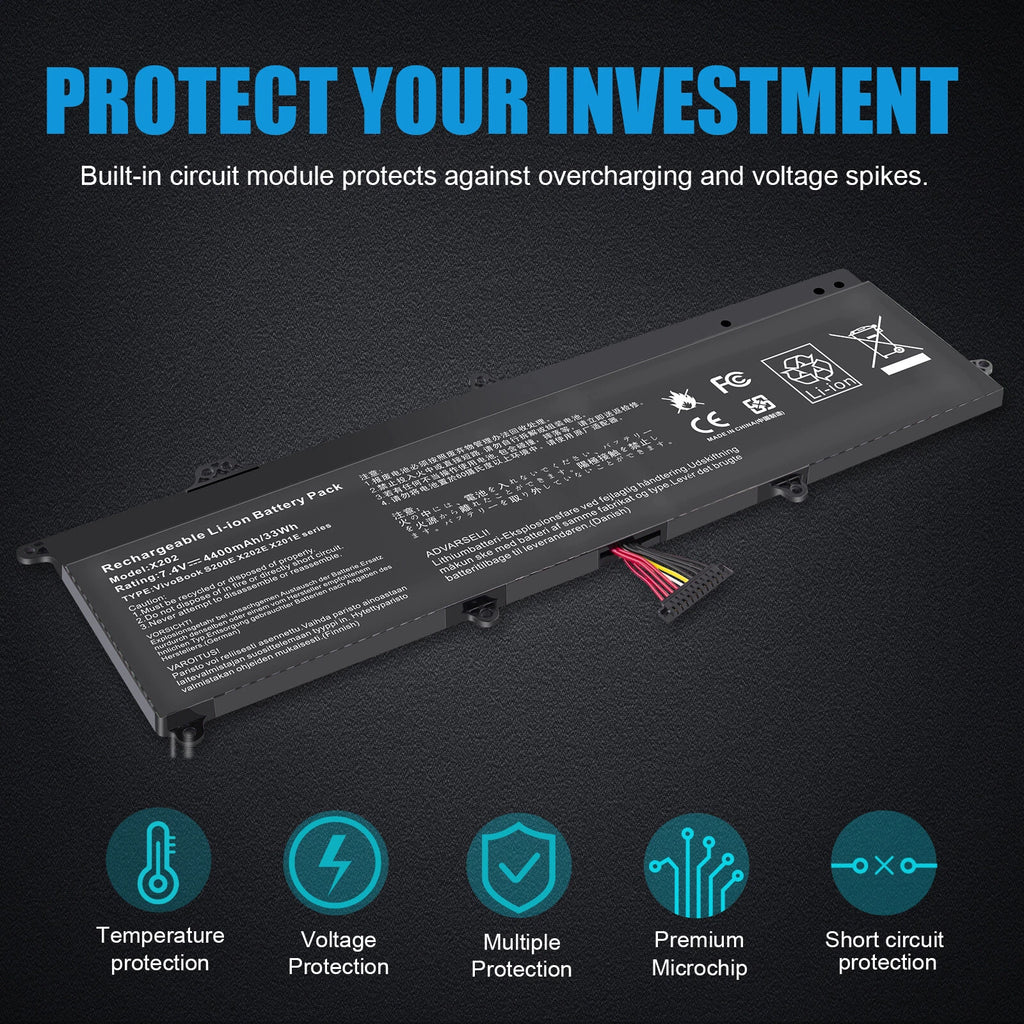 38Wh Battery C21-X202 For ASUS VivoBook X202 X202E X201E S200E Q200E Series FAST