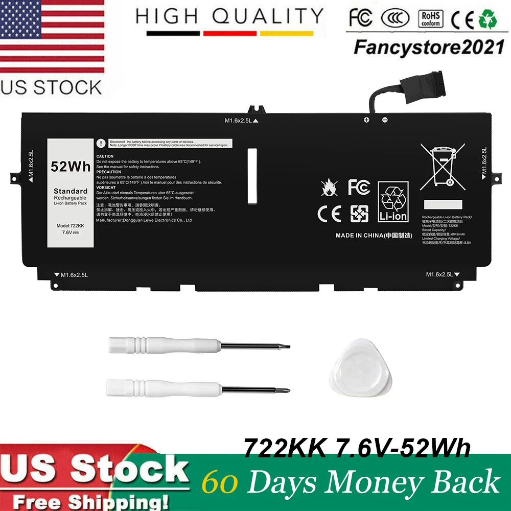 722KK Battery for Dell XPS 13 9300 9310 9380 (2020 Edition) WN0N0 2XXFW FP86V