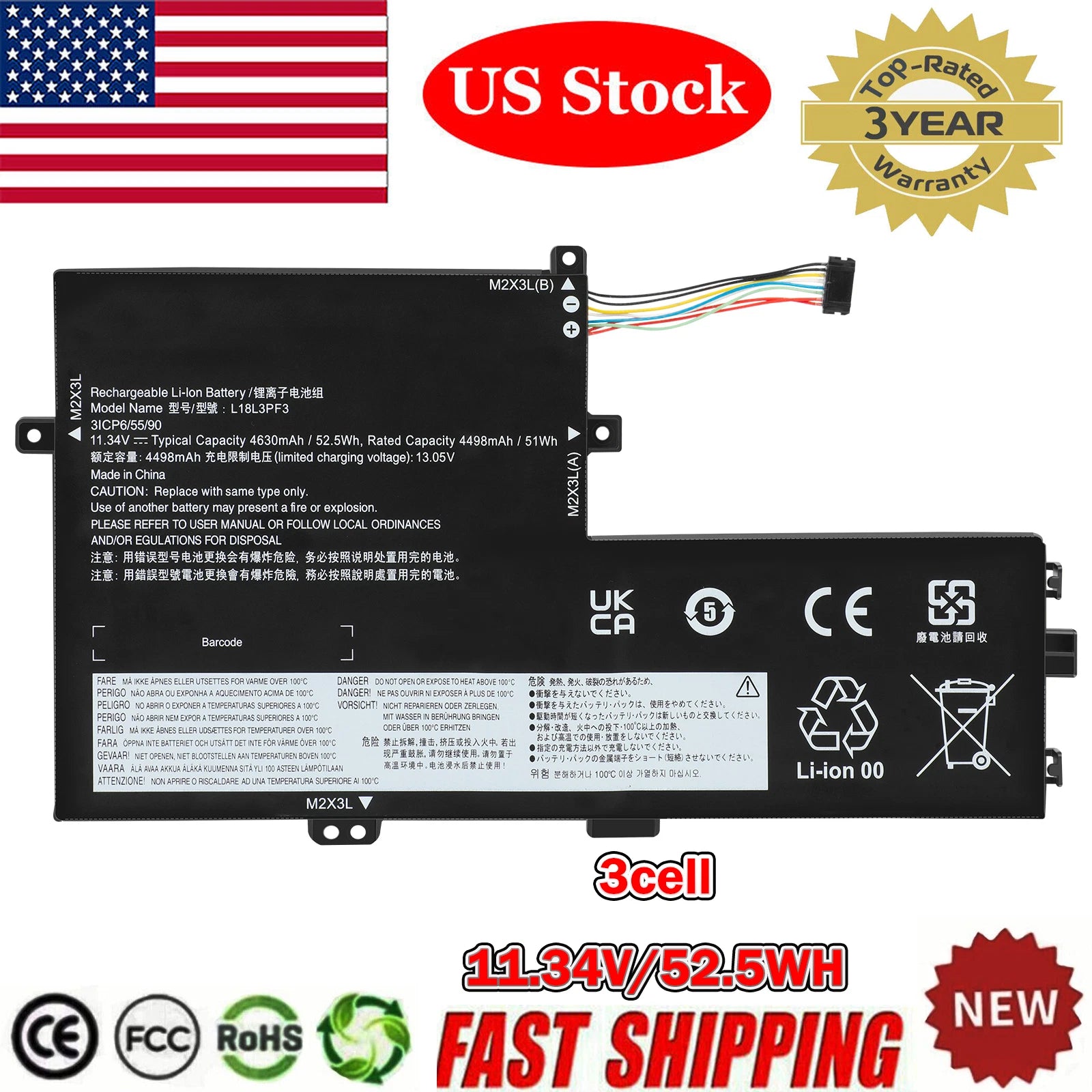 L18L3PF3 L18C3PF7 L18M3PF6 Battery for Lenovo ideapad S340-15API S340-15IWL New