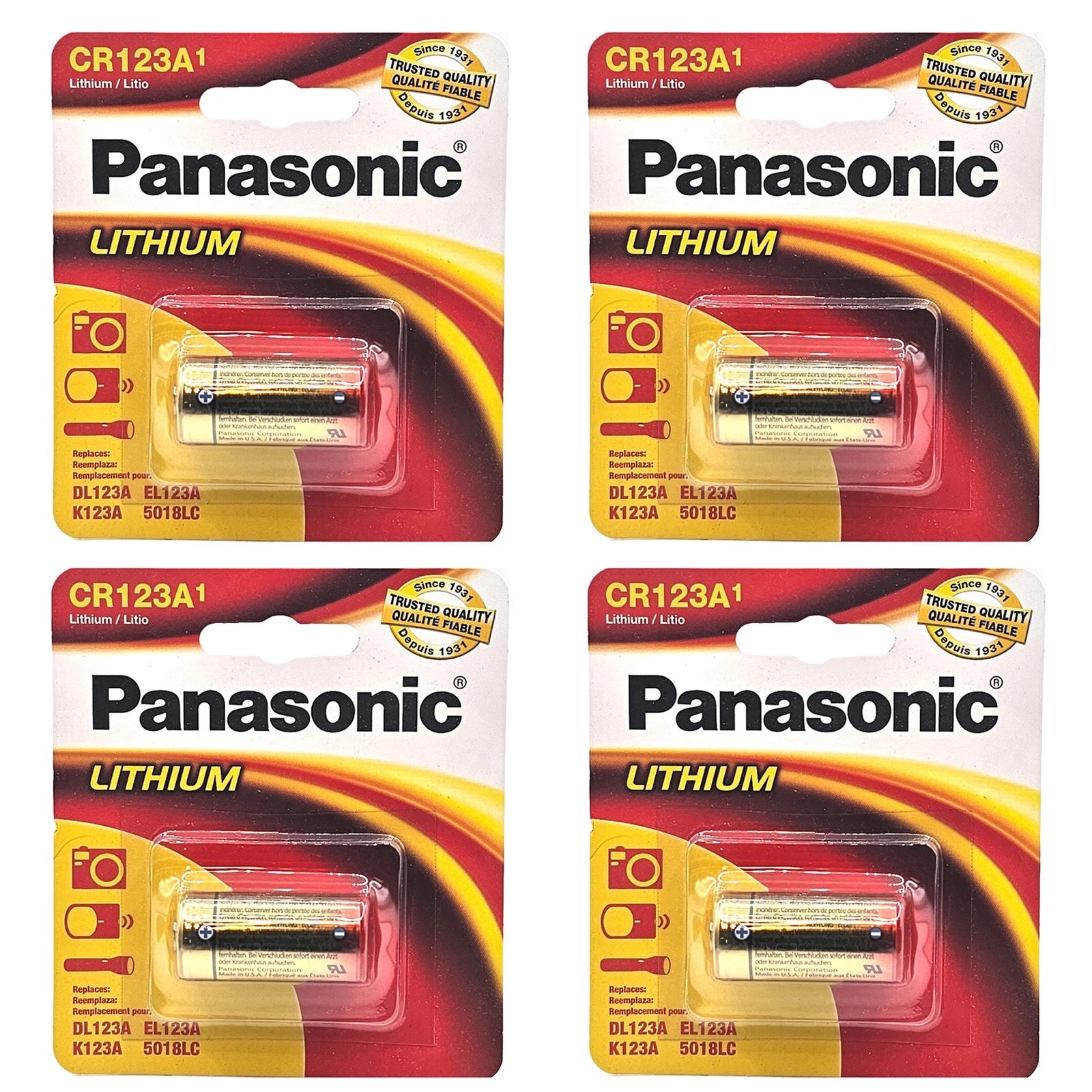 4pc 3V Lithium Panasonic CR123 2/3A Batteries PL123 PR123-2 PRCR123-1 PRCR123-2