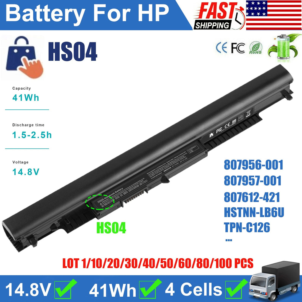 ?LOT 1-100 HS04 Battery For HP 240 G4 250 255 G4 807956-001 807957-001 TPN-C126