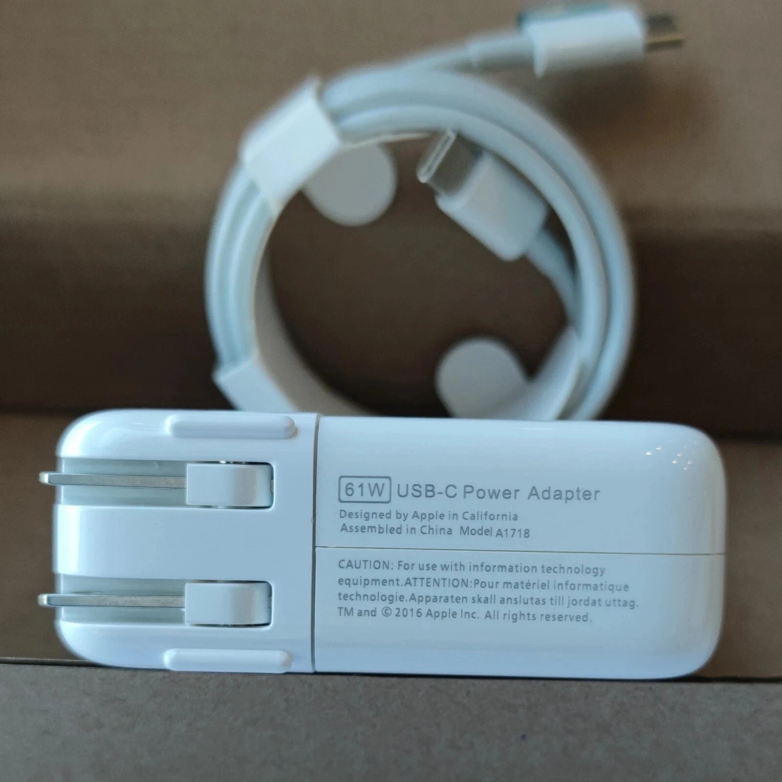 Genuine OEM 61W USB C Adapter Charger for Apple MacBook PRO 13"A1718 + Cable NEW