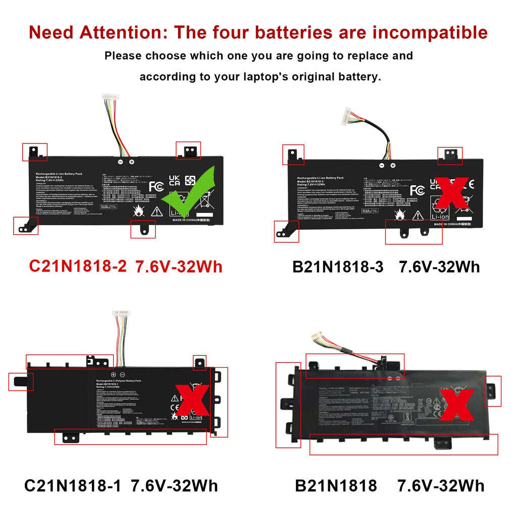 New Battery B21N1818-2 for Asus VivoBook 14 F412 F412D F412DA C21N1818-2 C21PpJH